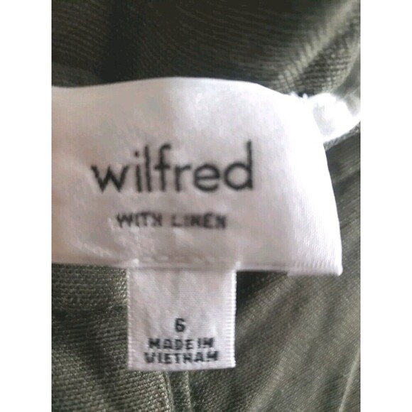 Aritzia Wilfred Linen Pants Women’s 6 Green High Waist Crop Legs Rolled Cuff - Picture 8 of 9